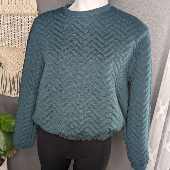 Teal Quilted Sweatshirt A New Day - Picture 2 of 7